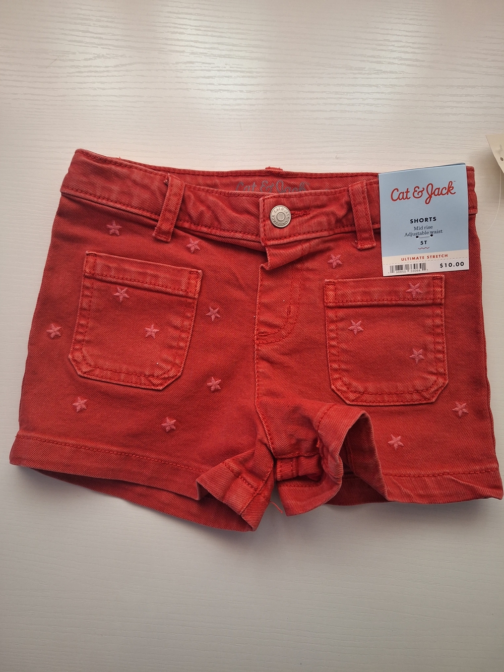 Cat & Jack Red Star Embroidered Girls' Shorts